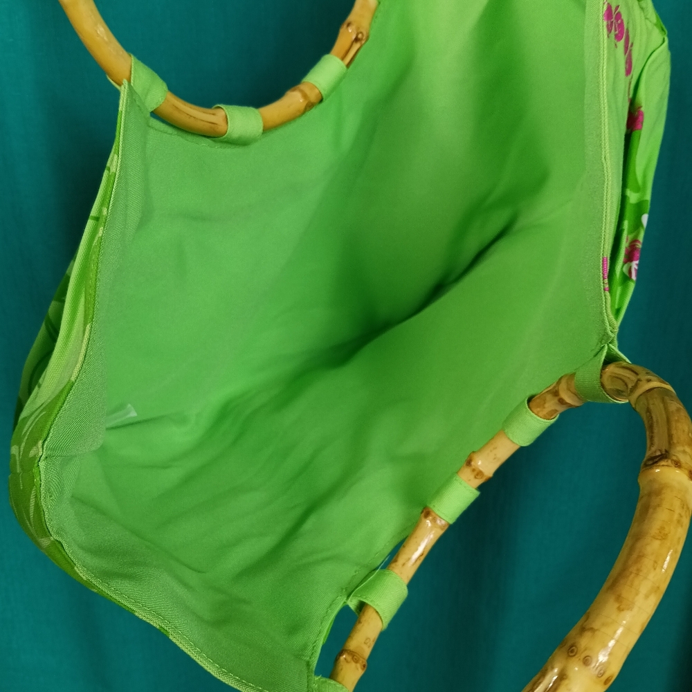 SOLD Y2k Vintage Sanrio Licensed Hello Kitty Hawaiian Kawaii Bamboo Handle Bag - Picture 4 of 8